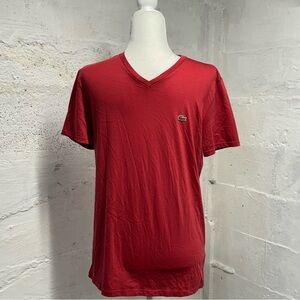 Lacoste basic v neck tee red logo front